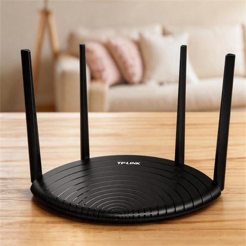 Pre-Owned AC1200 Dual Band WiFi Router TL-WDR5660 Round UFO Design 4 Antenna Guest…