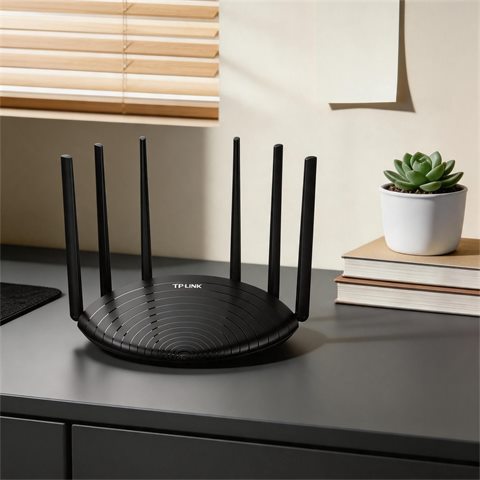 Used TP-Link TL-WDR7661 AC1900 Gigabit Router 6 Antenna Mesh Wireless Bridge AP Isolation…